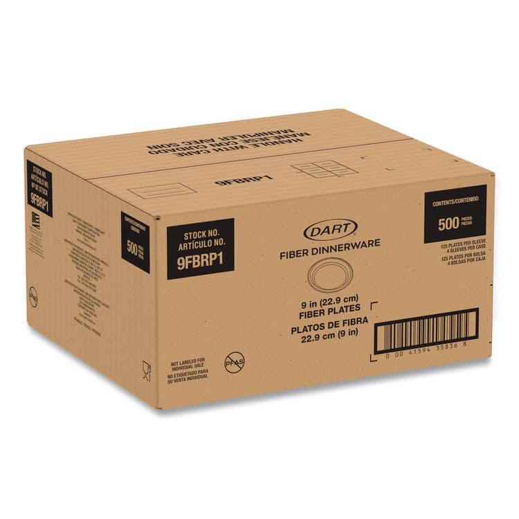 DART Compostable Molded Fiber Dinnerware, ProPlanet Seal, Plate, 9" dia, Natural, 500/Carton (DCC9FBRP1) thumbnail 3