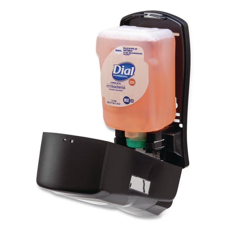 DIAL PROFESSIONAL FIT Universal Manual Dispenser, 1.2 L, 4 x 5.13 x 10.5, Gray, 3/Carton (DIA16619) thumbnail 4