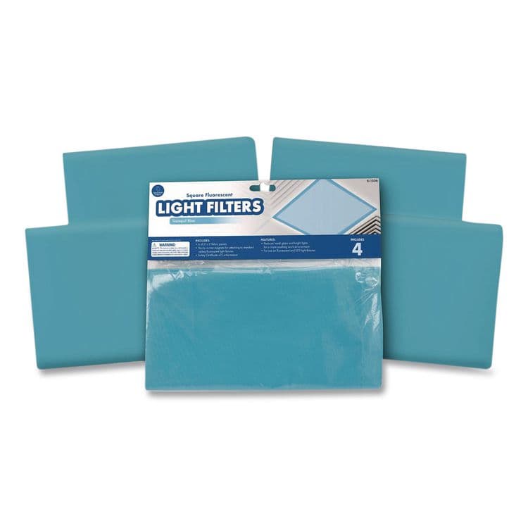 EDUCATIONAL INSIGHTS, Fluorescent Light Filter Covers, Square, 2 ft x 2 ft, Tranquil Blue, 4 Covers (EII1236)