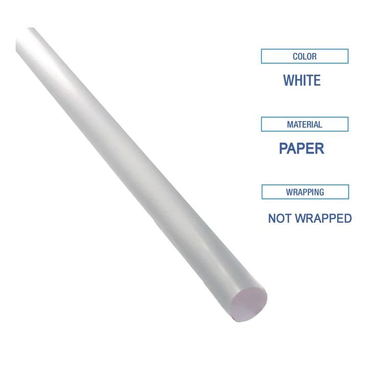 BOARDWALK Unwrapped Paper Straws, 7.75 x 0.25, White, 4,800/Carton (BWKPPRSTRWUW) thumbnail 4