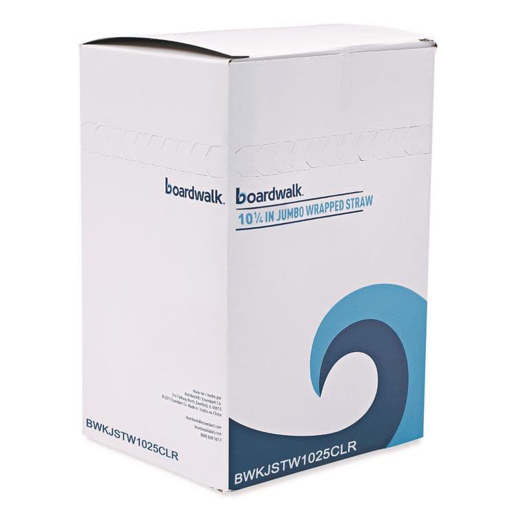 BOARDWALK Wrapped Giant Straws, 10.25", Polypropylene, Clear, 100/Pack, 10 Packs/Carton (BWKJSTW1025CLR) thumbnail 4