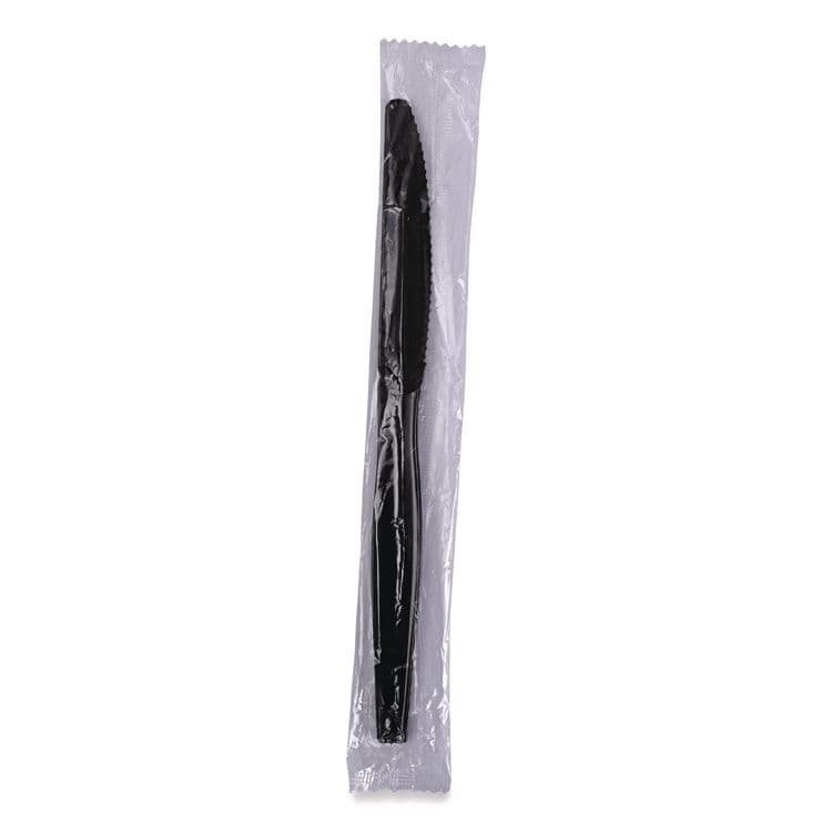 BOARDWALK Heavyweight Wrapped Polypropylene Cutlery, Knife, Plastic, Black, 1,000/Carton (BWKKNIHWPPBIW) thumbnail 2