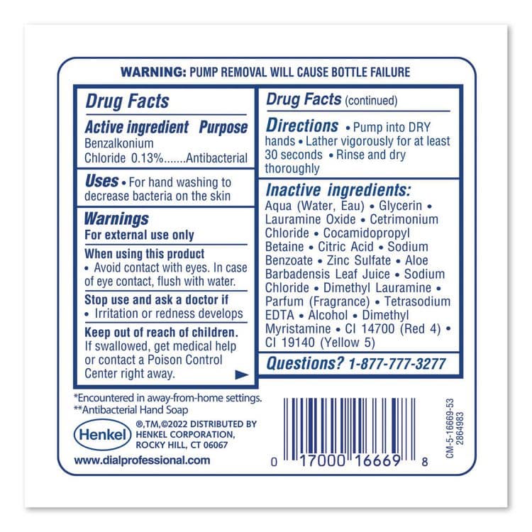 DIAL PROFESSIONAL Antibacterial Foaming Hand Wash Refill for FIT Manual Dispenser, Original Scent, 1.2 L, 3/Carton (DIA16670) thumbnail 2