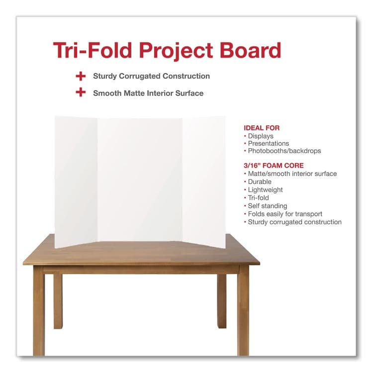 CHAGRINOVATIONS Trifold Display Boards, 36 x 48, White (CH7FI68203FSC) thumbnail 3
