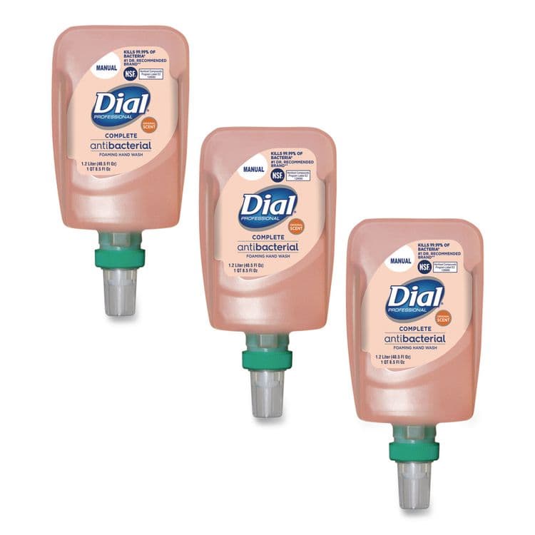DIAL PROFESSIONAL Antibacterial Foaming Hand Wash Refill for FIT Manual Dispenser, Original Scent, 1.2 L, 3/Carton (DIA16670)