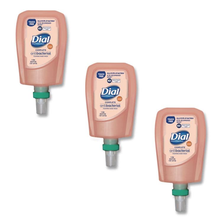 DIAL PROFESSIONAL Antibacterial Foaming Hand Wash Refill for FIT Touch Free Dispenser, Original Scent, 1 L, 3/Carton (DIA16674)