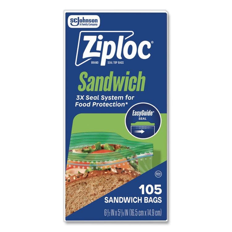 SC JOHNSON Resealable Sandwich Bags, 6.5" x 5.88", Clear, 90/Pack (SJN366151) thumbnail 2