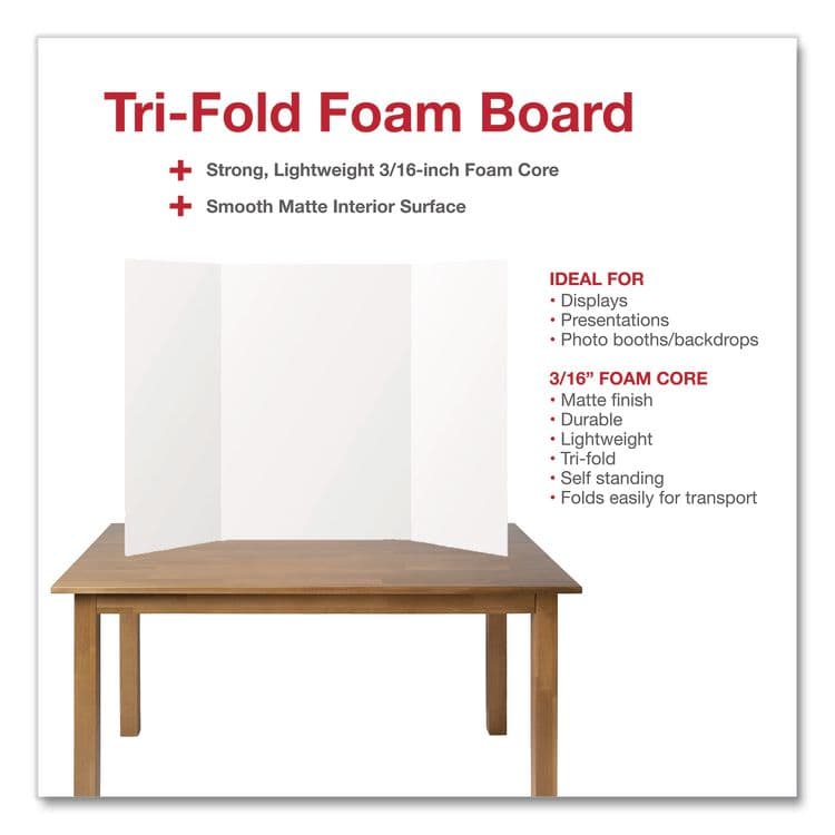 CHAGRINOVATIONS Trifold Display Boards, 36 x 48 x 0.2, White (CH7FI68208FSC) thumbnail 3