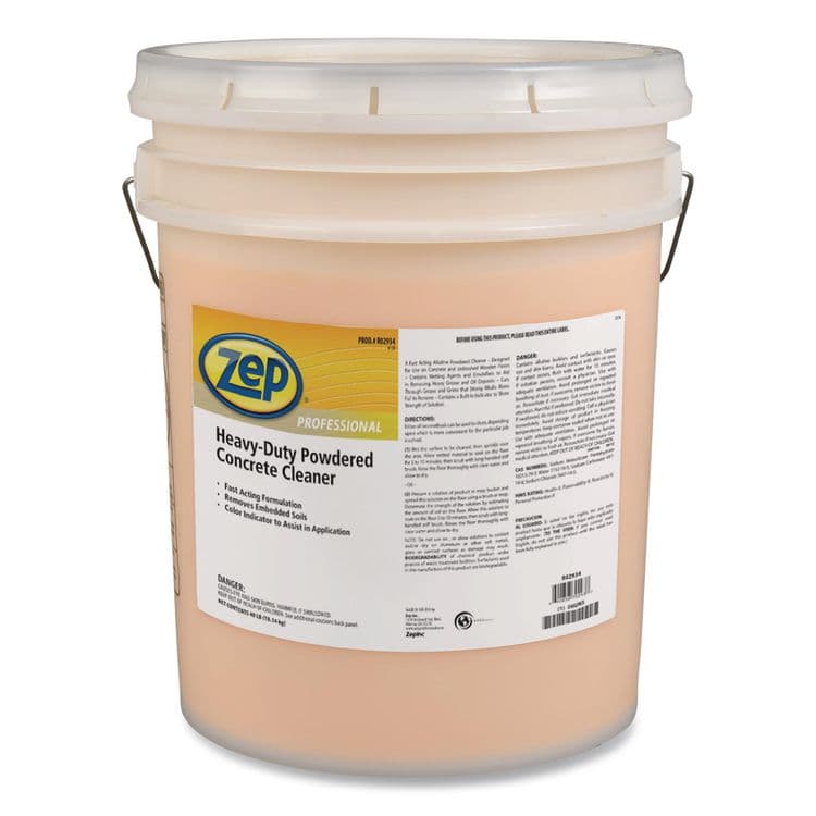 ZEP . Heavy-Duty Powdered Concrete Cleaner, Mild Pine Scent, 40 lb Pail (AMR1041742)