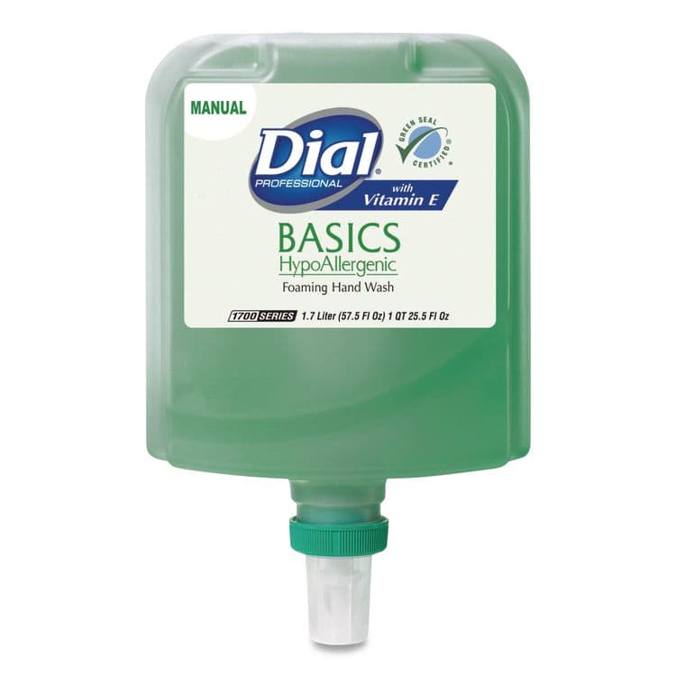 DIAL PROFESSIONAL Basics Hypoallergenic Foaming Hand Wash Refill for 1700 Dispenser, with Vitamin E, Honeysuckle Scent, 1.7 L, 3/Carton (DIA32499) thumbnail 2