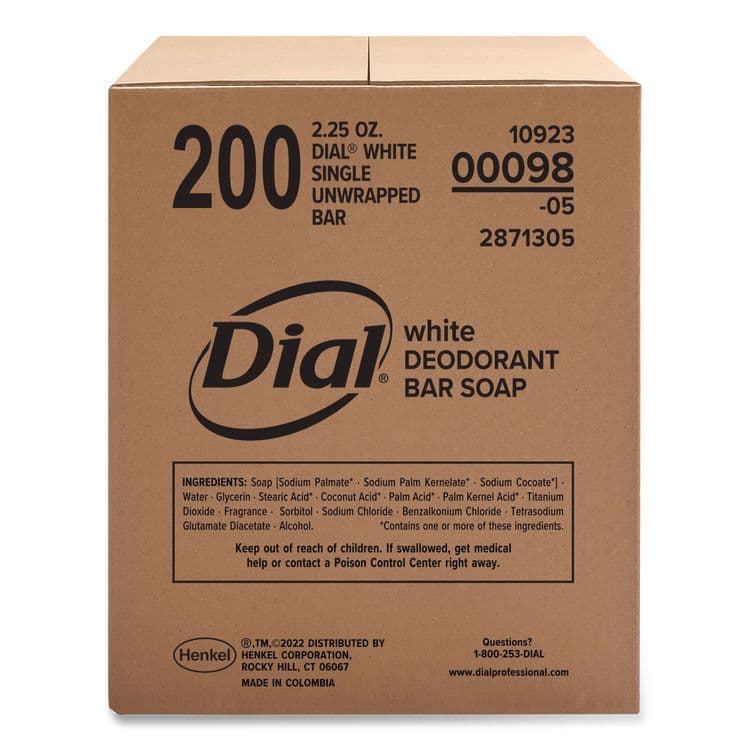 DIAL PROFESSIONAL Antibacterial Deodorant Bar Soap, Clean Fresh Scent, 2.5 oz, 200/Carton (DIA00098)