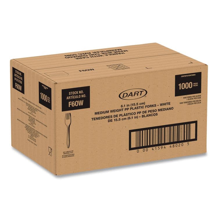 DART Style Setter Medium Weight Polypropylene Cutlery, Fork, Plastic, White, 1,000/Carton (SCCF6OW) thumbnail 2