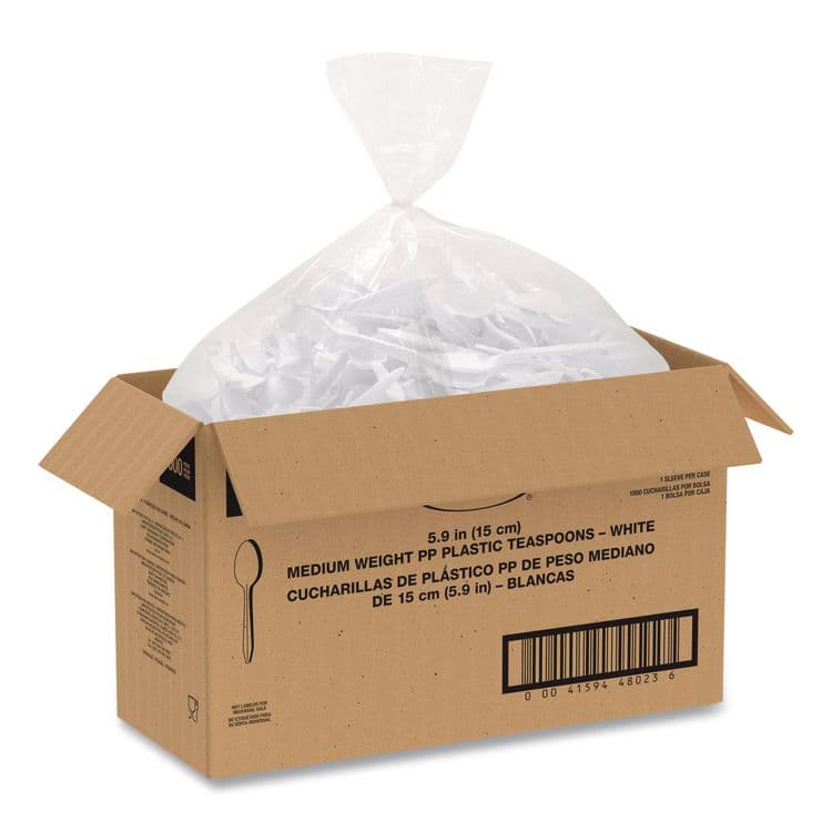 DART Style Setter Medium Weight Polypropylene Cutlery, Teaspoon, Plastic, White, 1,000/Carton (SCCS6OW) thumbnail 3