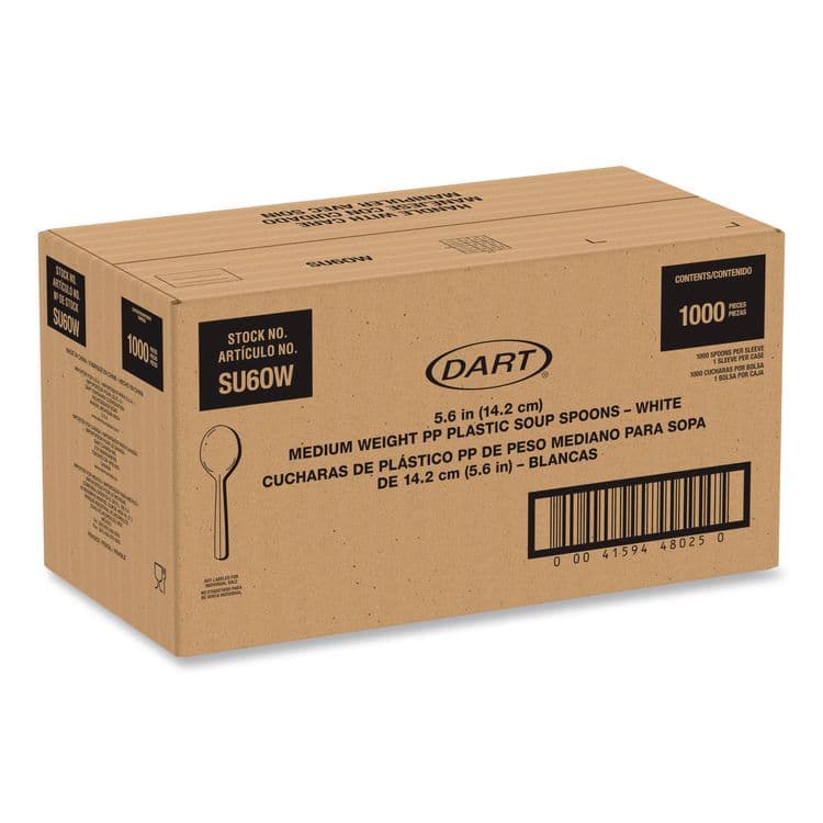 DART Style Setter Medium Weight Polypropylene Cutlery, Soup Spoon, Plastic, White, 1,000/Carton (SCCSU6OW) thumbnail 2