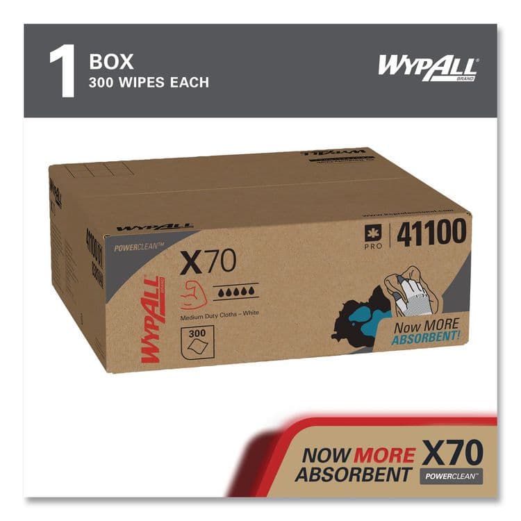 KIMBERLY CLARK X70 Cloths, Flat Sheet, 16.6 x 14.9, White, 300/Carton (KCC41100) thumbnail 2