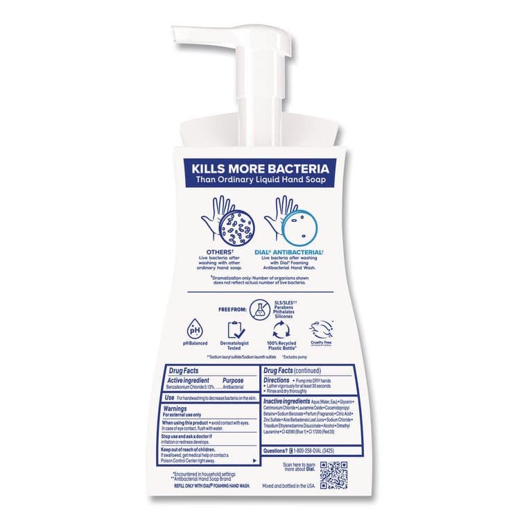 DIAL PROFESSIONAL Antibacterial Foaming Hand Wash Refill, Soothing White Tea Scent, 10 oz, 8/Carton (DIA34733) thumbnail 4