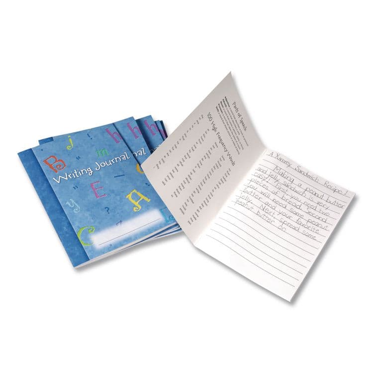 LEARNING RESOURCES Writing Journals, Medium/College Rule, Blue/Multicolor Cover, (64) 9 x 7 Sheets, 10 Journals (LRNLER3467) thumbnail 2
