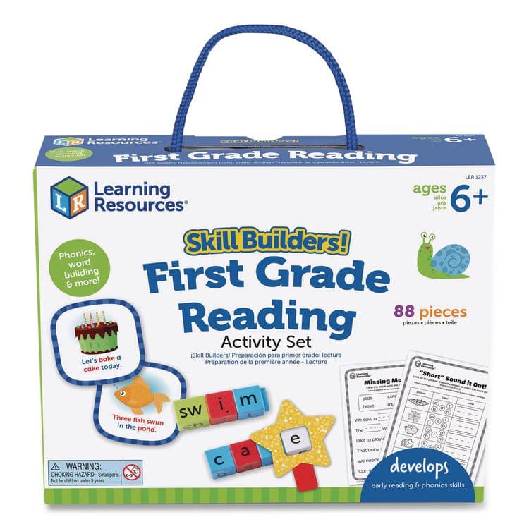 LEARNING RESOURCES Skill Builders! First Grade Reading Activity Set, Grade 1, 88 Pieces (LRNLER1237)