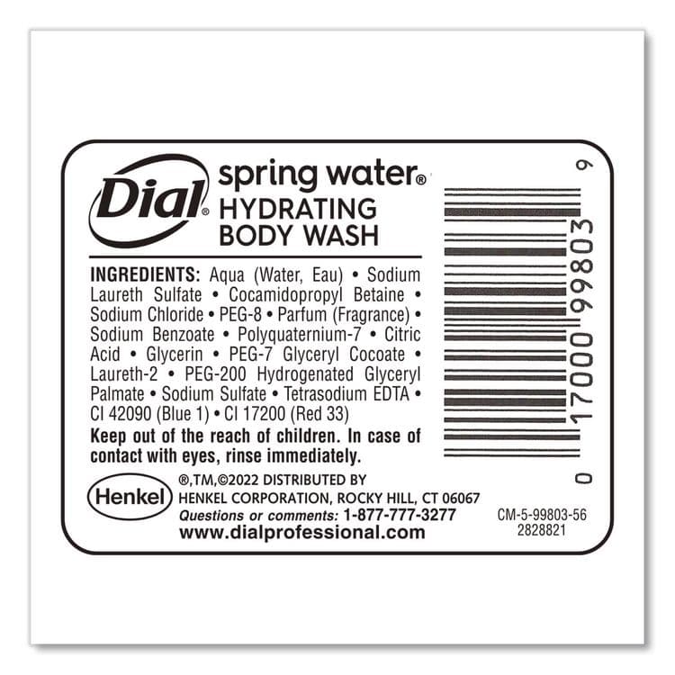 DIAL PROFESSIONAL Body Wash Refill for Versa Dispenser, Spring Water Scent, 15 oz (DIA99804) thumbnail 2