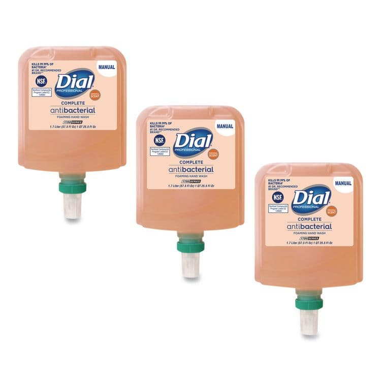 DIAL PROFESSIONAL Antibacterial Foaming Hand Wash Refill for 1700 V Dispenser, Original Scent, 1.7 L, 3/Carton (DIA19723)