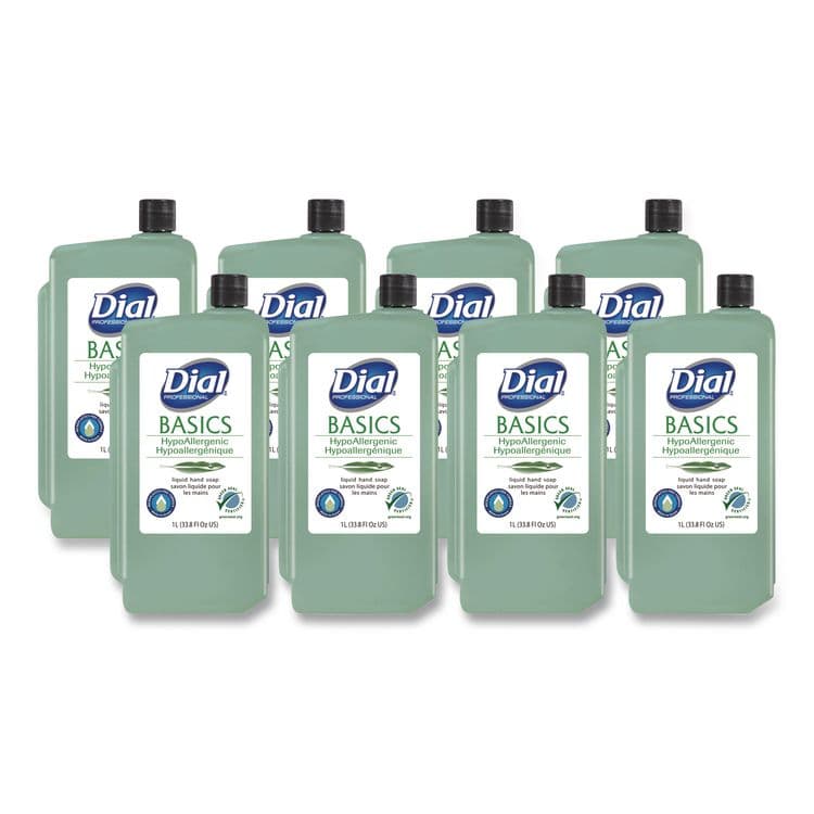 DIAL PROFESSIONAL Basics MP Free Liquid Hand Soap Refill, Unscented, 1 L, 8/Carton (DIA33821)