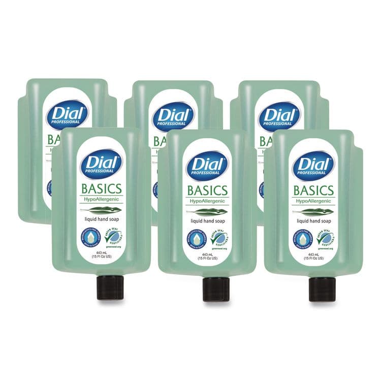 DIAL PROFESSIONAL Basics MP Free Liquid Hand Soap Refill for Versa Dispenser, Unscented, 15 oz, 6/Carton (DIA33827)