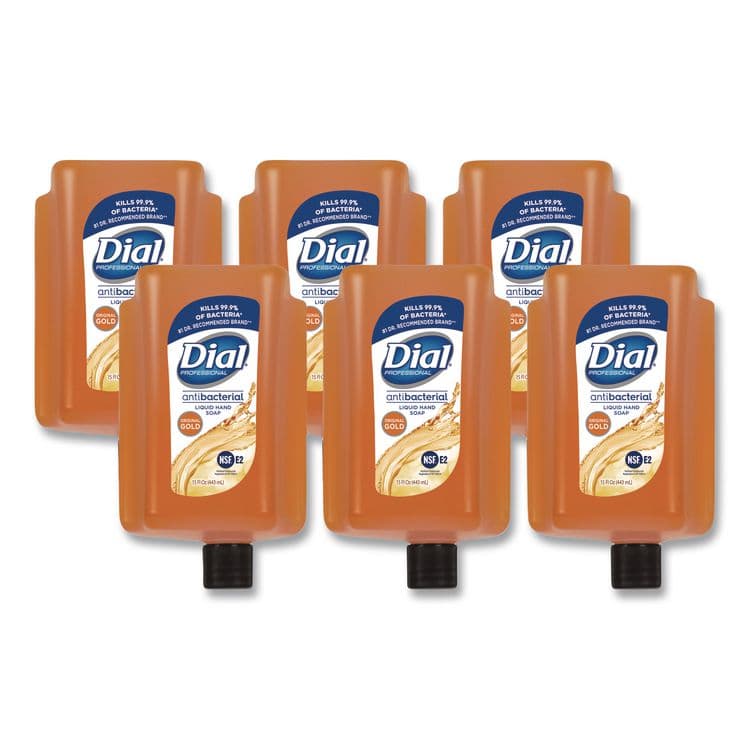 DIAL PROFESSIONAL Antibacterial Gold Liquid Hand Soap Refill for Versa Dispenser, Floral Scent, 15 oz, 6/Carton (DIA98561)