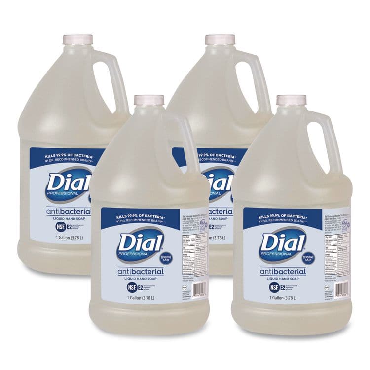 DIAL PROFESSIONAL Antibacterial Liquid Hand Soap for Sensitive Skin Refill, Light Floral Scent, 1 gal, 4/Carton (DIA82838)