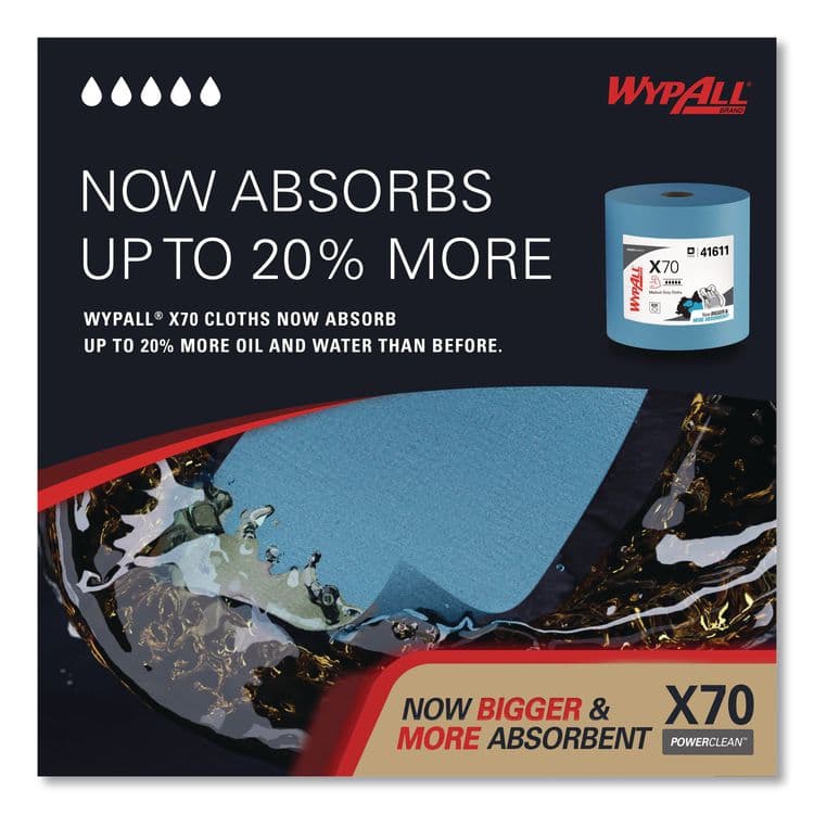 KIMBERLY CLARK X70 Cloths, Jumbo Roll, 12.4 x 12.2, Blue, 820/Roll (KCC41611) thumbnail 4