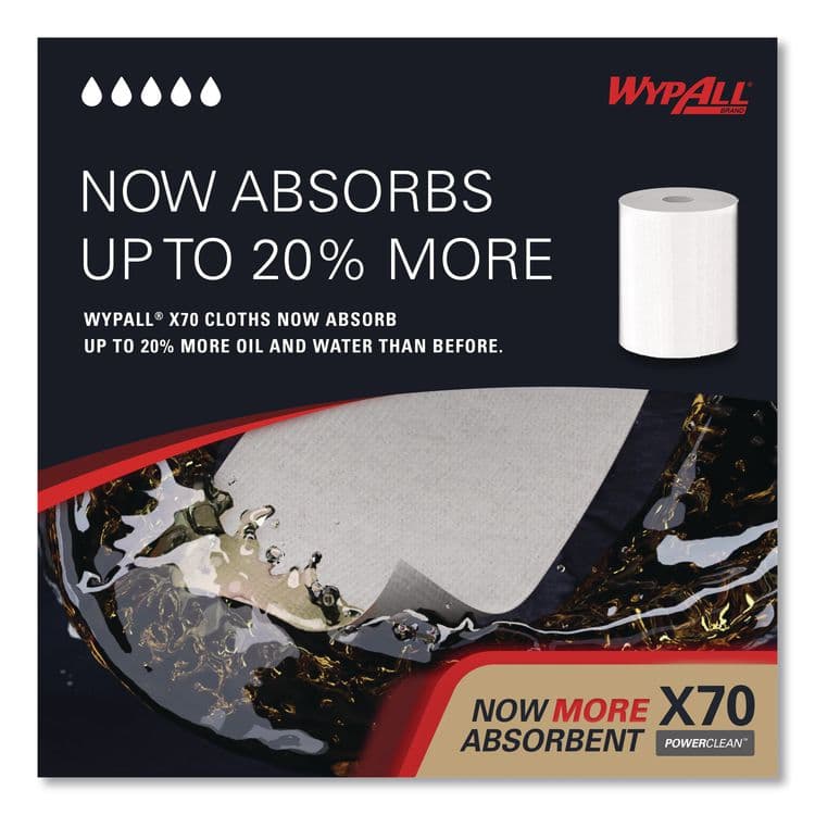 KIMBERLY CLARK X70 Cloths, Center-Pull, 9.8 x 12.2, White, 275/Roll, 3 Rolls/Carton (KCC41702) thumbnail 4