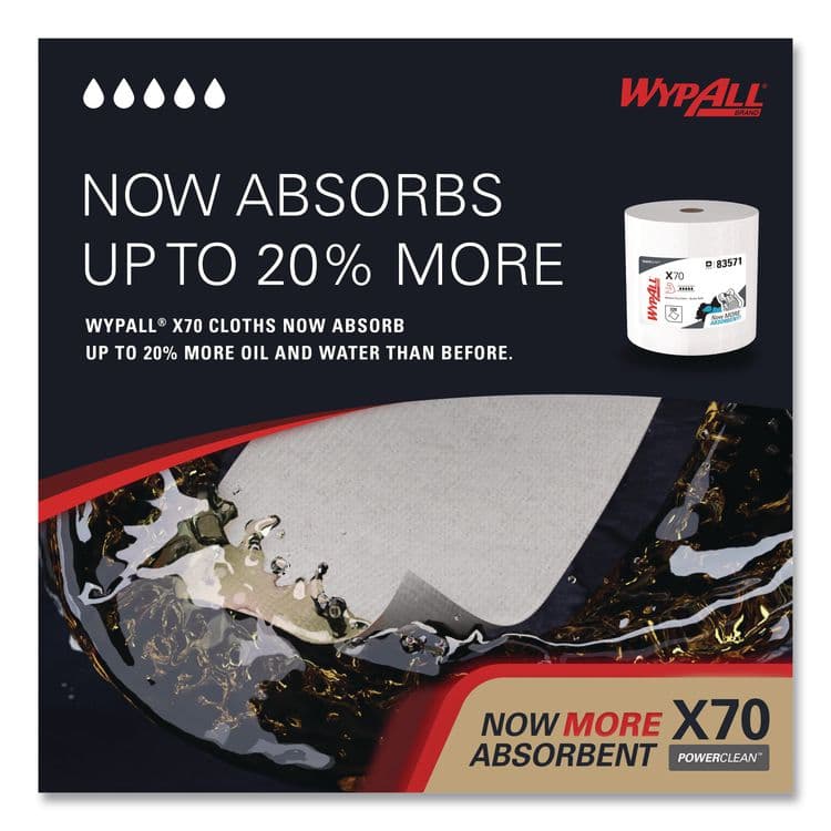 KIMBERLY CLARK X70 Wipers in a Bucket Refills, No Bucket, 13 x 10, Unscented, White, 220/Rolls, 3 Rolls/Carton (KCC83571) thumbnail 4