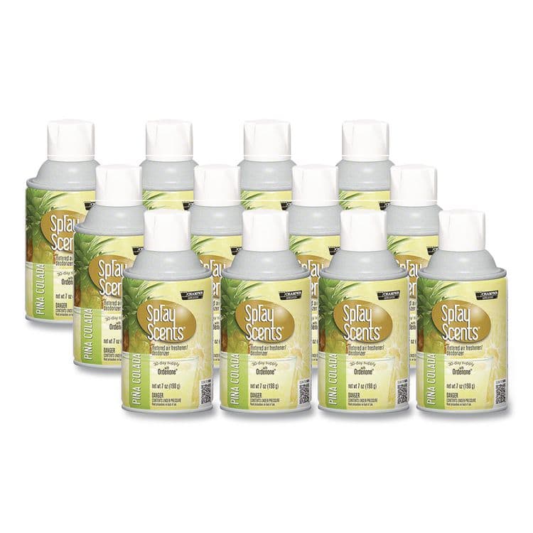 CHASE PRODUCTS Champion Sprayon SPRAYScents Metered Air Freshener Refill, Pina Colada, 7 oz Aerosol Spray, 12/Carton (CHP5180)