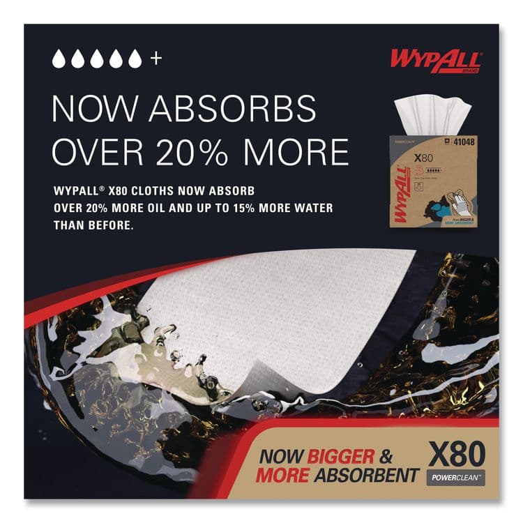 KIMBERLY CLARK Power Clean X80 Cloths, HYDROKNIT, POP-UP Box, 8.34 x 16.8, White, 76/Box, 5 Boxes/Carton (KCC41048) thumbnail 4