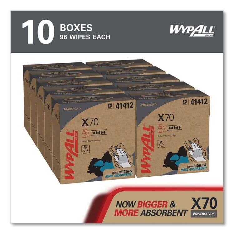 KIMBERLY CLARK X70 Cloths, POP-UP Box, 9.13 x 16.8, Blue, 96/Box, 10 Boxes/Carton (KCC41412) thumbnail 2