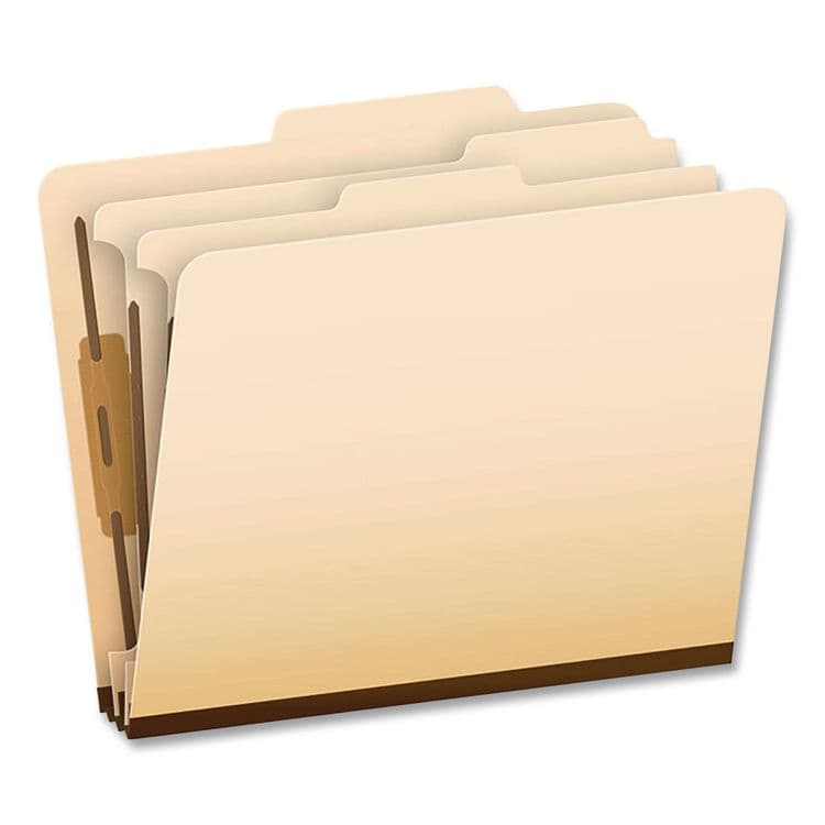 TOPS BUSINESS FORMS Manila Top Tab Classification Folders, 2/5-Cut Tab, Expands 1.75", 2 Dividers, 6 Fasteners, Letter Size, Manila, 10/Box (PFX24000P)