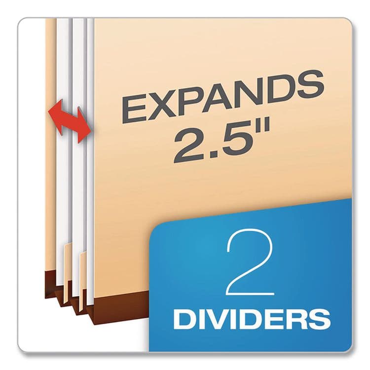TOPS BUSINESS FORMS Manila Top Tab Classification Folders, 2/5-Cut Tab, Expands 1.75", 2 Dividers, 6 Fasteners, Letter Size, Manila, 10/Box (PFX24000P) thumbnail 2