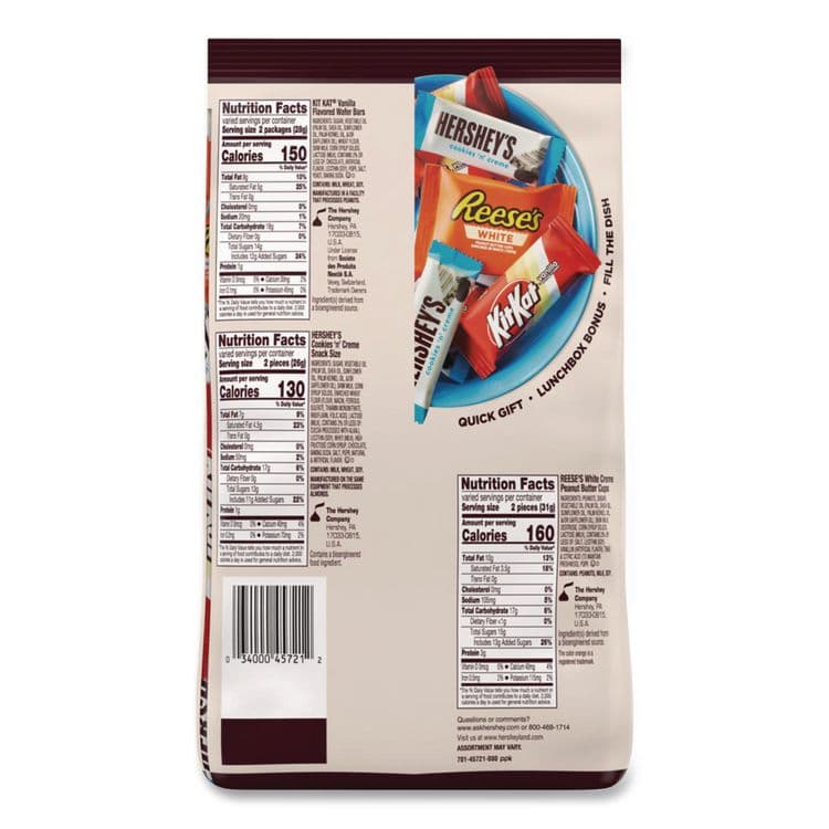 THE HERSHEY COMPANY All Time Greats White Snack Size Assortment, White Chocolate, 29.31 oz Bag (GRR22002587) thumbnail 2