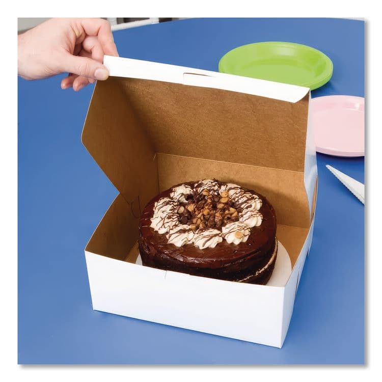 SOUTHERN CHAMPION TRAY White One-Piece Non-Window Bakery Boxes, 10 x 10 x 4, White, Paper, 100/Carton (SCH0973) thumbnail 4