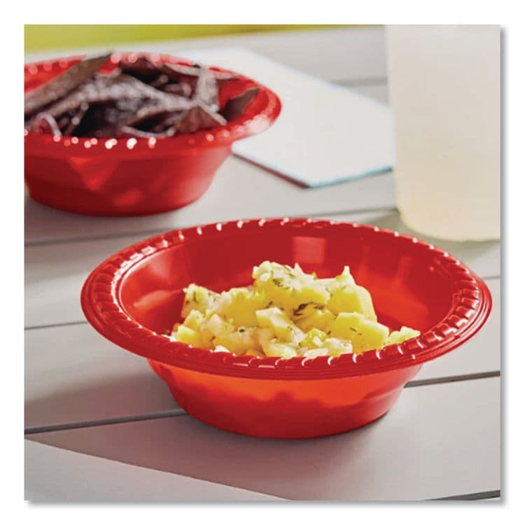 DART Party Plastic Premium Dinnerware, Bowl, 12 oz, Red, 24/Pack (SCCCB1220202) thumbnail 2