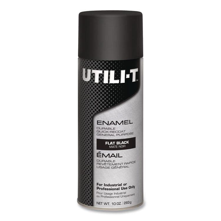 RUST-OLEUM CORPORATION UTILI-T Spray Paint, Flat Black, 10 oz Aerosol Can, 6/Carton (RST387389)