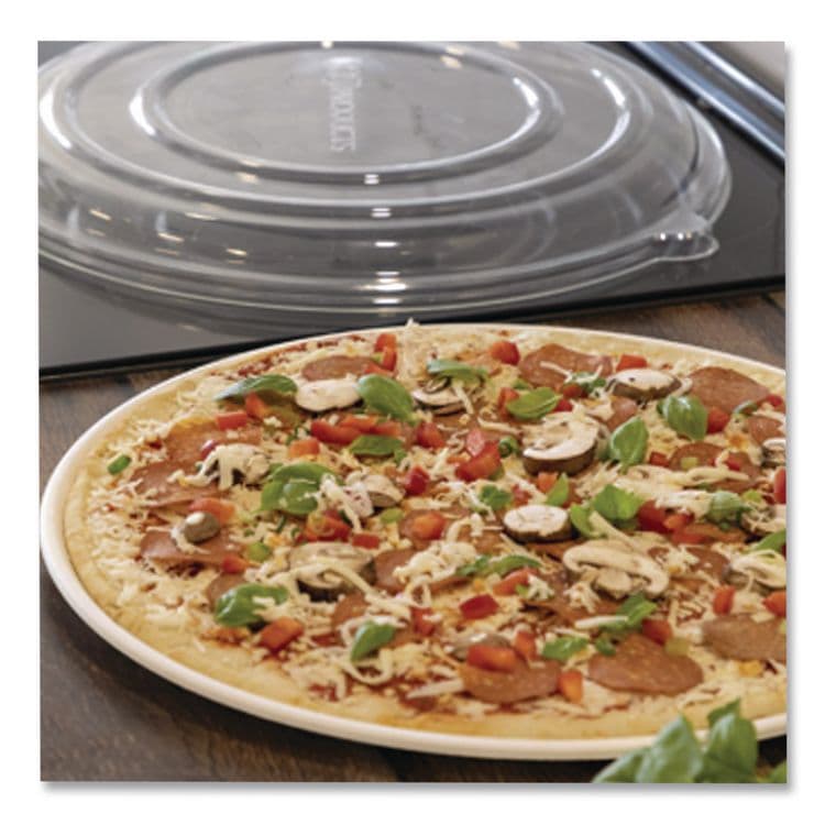 ECO-PRODUCTS,INC. 100% Recycled Content Pizza Tray Lids, 16 x 16 x 0.2, Clear, Plastic, 50/Carton (ECOEPSCPTR16LID) thumbnail 2