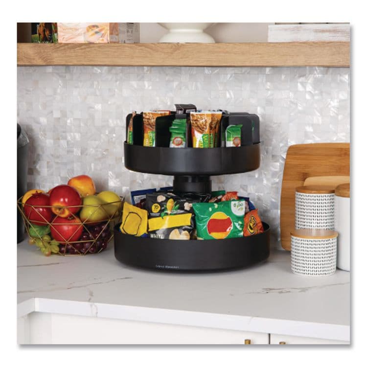 EMS MIND READER LLC Supreme Lazy Suzan Condiment/Snack Organizer, 2 Compartments, 22.05 x 2.05 x 16.14, Black (EMSSNACKCARBLK) thumbnail 3