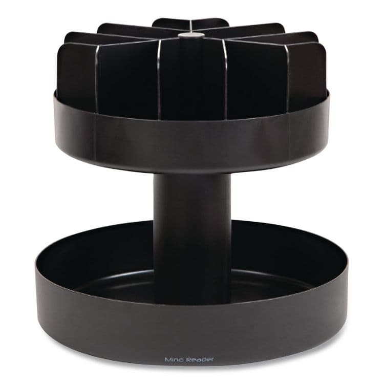 EMS MIND READER LLC Supreme Lazy Suzan Condiment/Snack Organizer, 2 Compartments, 22.05 x 2.05 x 16.14, Black (EMSSNACKCARBLK)