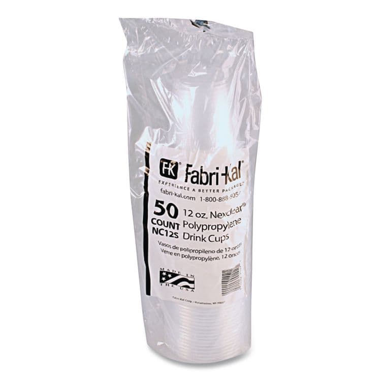 FABRI-KAL Nexclear Polypropylene Drink Cups, 12 to 14 oz, Plastic, Clear, 50/Bag, 20 Bags/Carton (FABNC12S) thumbnail 2