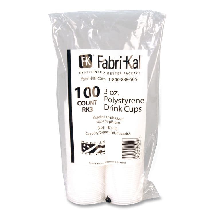 FABRI-KAL RK Crisscross Cold Drink Cups, 3 oz, Plastic, Clear, 100/Bag, 25 Bags/Carton (FABRK3) thumbnail 2