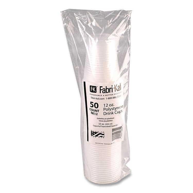 FABRI-KAL RK Ribbed Cold Drink Cups, 12 oz, Plastic, Translucent, 50/Sleeve, 20 Sleeves/Carton (FABRK12) thumbnail 2