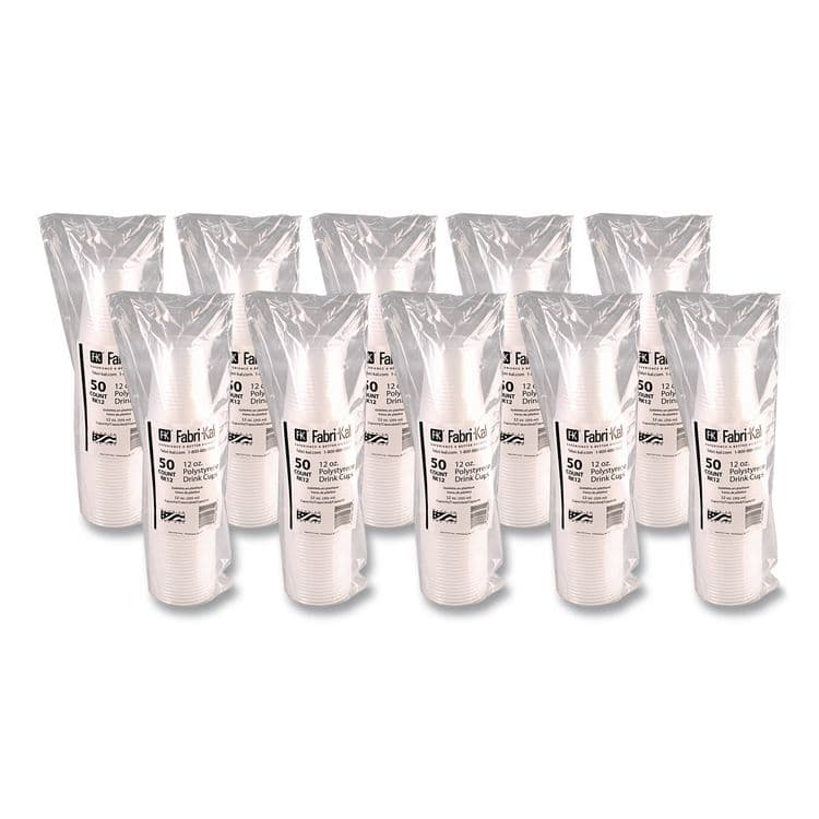 FABRI-KAL RK Ribbed Cold Drink Cups, 12 oz, Plastic, Translucent, 50/Sleeve, 20 Sleeves/Carton (FABRK12) thumbnail 3