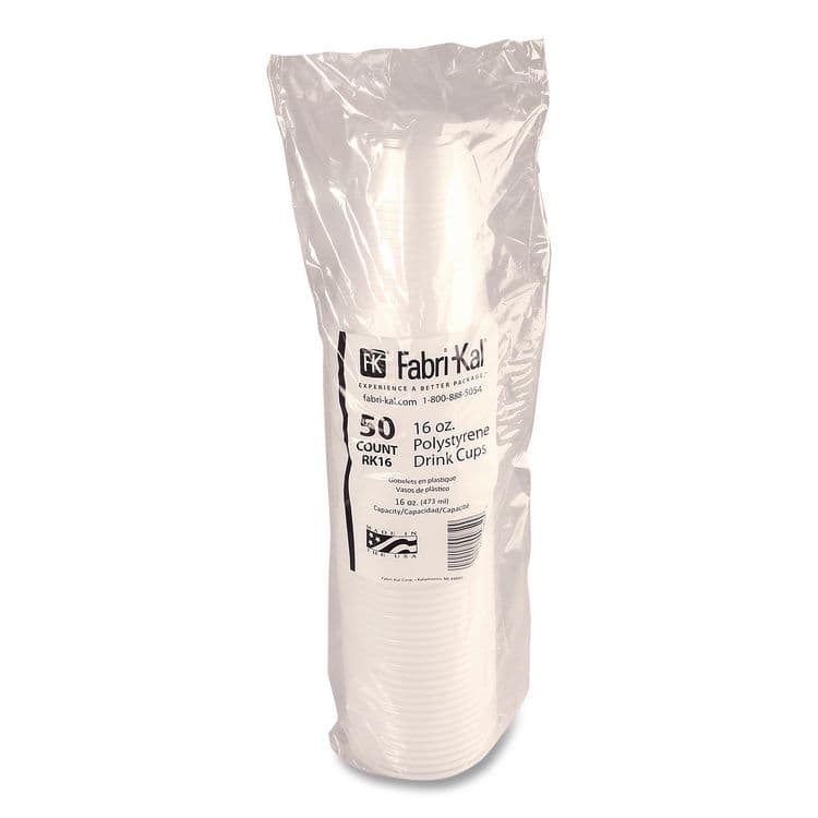 FABRI-KAL RK Ribbed Cold Drink Cups, 16 oz, Plastic, Translucent, 50/Sleeve, 20 Sleeves/Carton (FABRK16) thumbnail 2