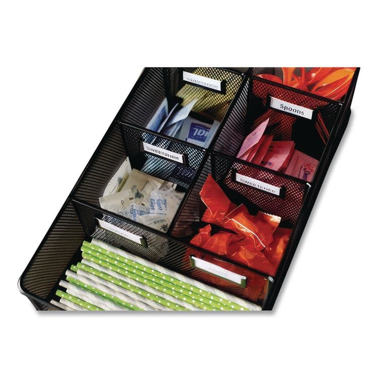 SAFCO PRODUCTS Onyx Breakroom Organizers, 7 Compartments, 16 x 8.5 x 5.25, Steel Mesh, Black (SAF3291BL) thumbnail 4