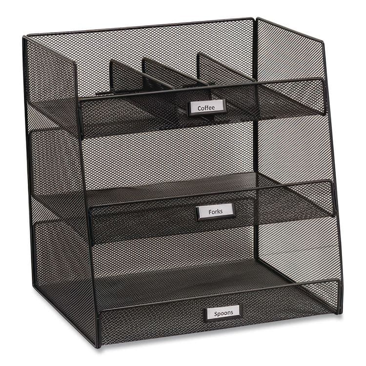 SAFCO PRODUCTS Onyx Breakroom Organizers, 3 Compartments,14.63 x 11.75 x 15, Steel Mesh, Black (SAF3293BL) thumbnail 4